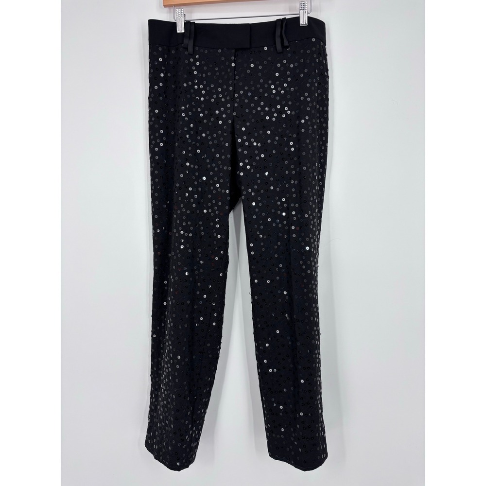 Vintage Escada Sequin Embellished Wool Silk Trousers Womens L 14 (Tag 44) Black